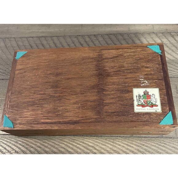 Vintage Royal London Mens Dresser Box Valet  Modern Style Wood Brown Red - Picture 8 of 9